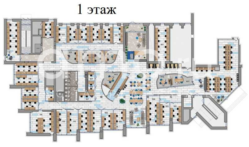 Планировка офиса 5065 м², 1 этаж, Административное здание «Новорязанская ул., 8»
